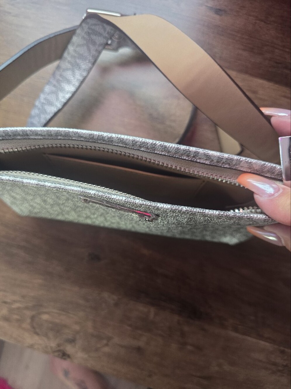 Michael Kors Silver Monogram Wristlet Clutch - Picture 2 of 4